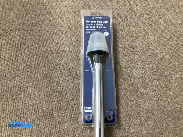 Lot 2-34601 - New attwood All-round Pole Light. 2 pin, 24”. 2 mile 360° light visibility for boats up to 39 feet. ...