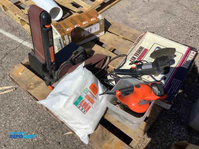 Lot 2-76788 - Box of Siding Nails, Black &amp; Decker Car Buffer, Belt Sander, Gen. Wheel Kit, &amp; Bungees