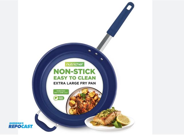 Lot 2-17136 - Nutrichef NCFRYP14 14” extra larger non-stick Fry Pan w/ silicone handle