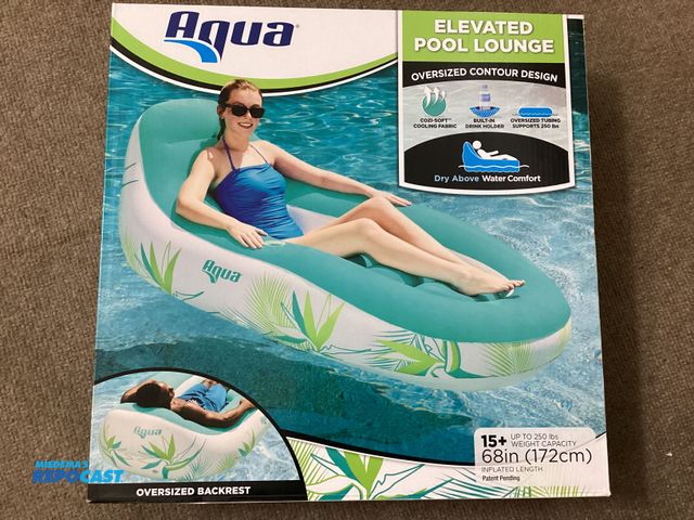 Lot 2-69891 - New Aqua Elevated Pool Lounge. 68” long. Built in drink holder, cozi-soft cooling fabric, oversize t...