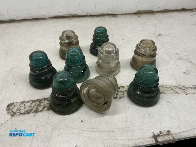 Lot 2-19625 - Approximately (20) Hemingray #40 and #45 Clear and Aqua Blue Green Glass Insulators