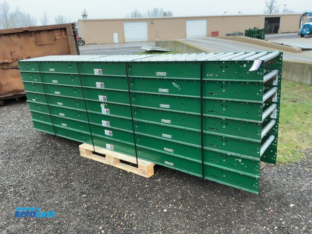 Lot 2-33071 - (7) 12’ Sections of Gravity Roller Conveyor, were used with belt conveyor system, appprox 21.5” wide...