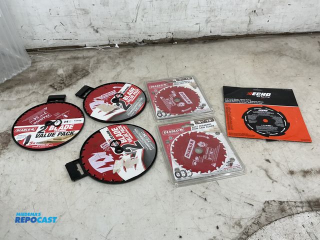 Lot 2-93338 - 9 new skil saw blades 6- 7 1/4", 2- 5 3/8", 1- 8"