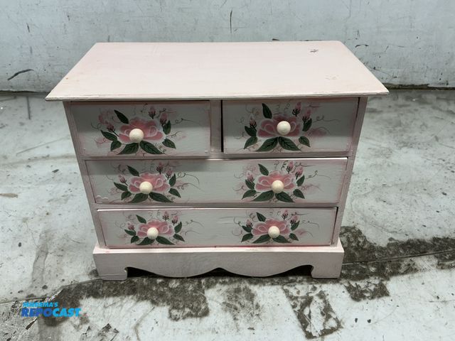 Lot 2-24935 - Pink Rose Decorative Jewelry Box filled with Various Kinds, Sizes, and Styles of Jewelry