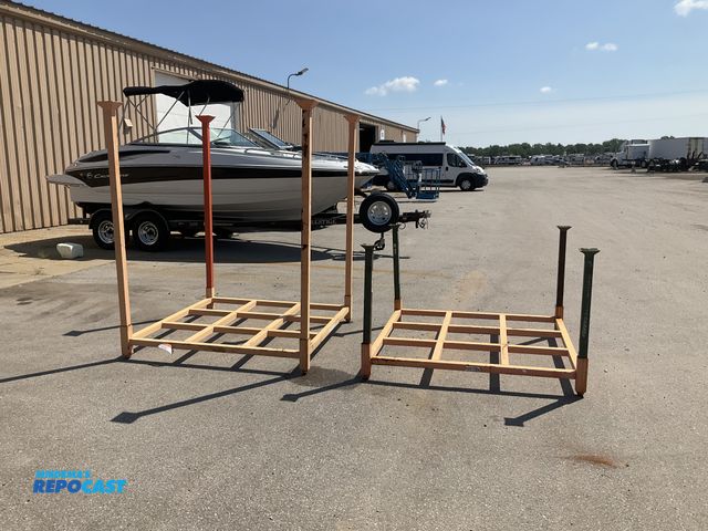 Lot 2-40327 - (2) stackable metal racks each with (4) removable corner posts, each base measures 59” x 59”, one ha...