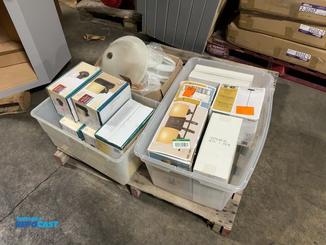 Lot 2-99271 - Skid Lot of Assorted Lighting Fixtures, including wall-mounts, ceiling-mounts, and dome covers