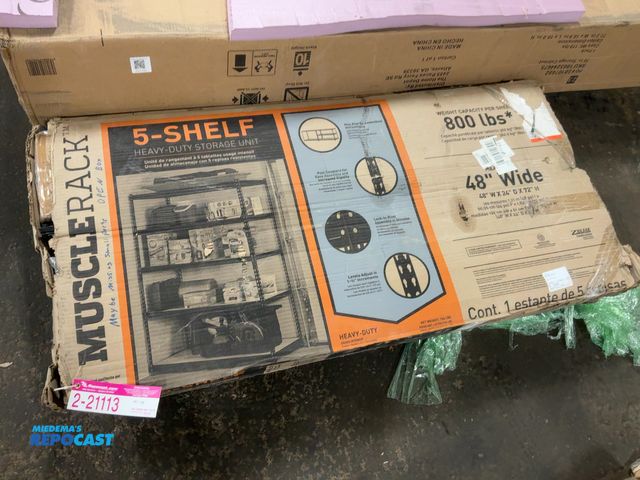 Lot 2-21113 - Muscle Rack 5-Shelf Heavy-Duty Storage Unit, 48" wide x 24" deep x 72" tall, 800 lb capacity per she...