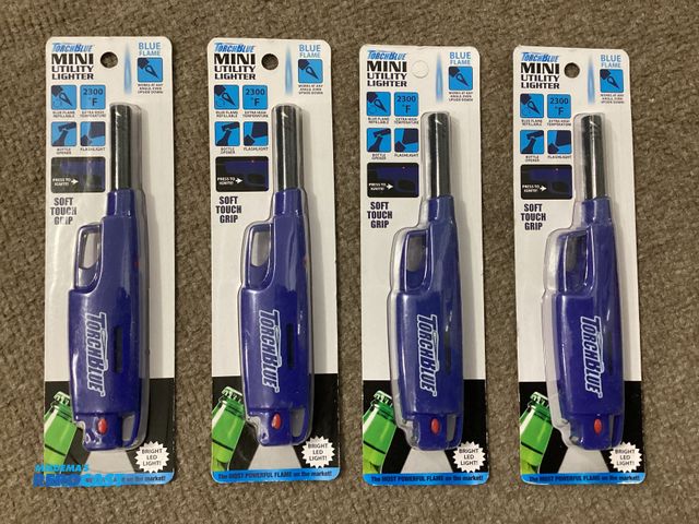 Lot 2-92918 - 4 New TorchBlue Mini Utility Lighters. Blue flame refillable works at any angle, even upside down. 2...