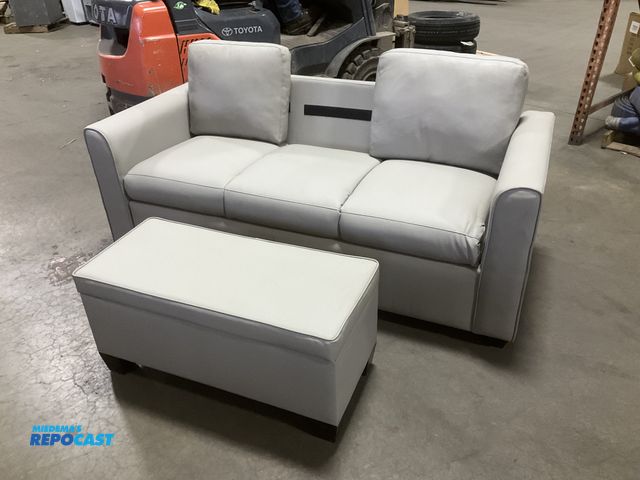Lot 2-63305 - RV Foldable Sofa and Ottoman Set, missing a pillow