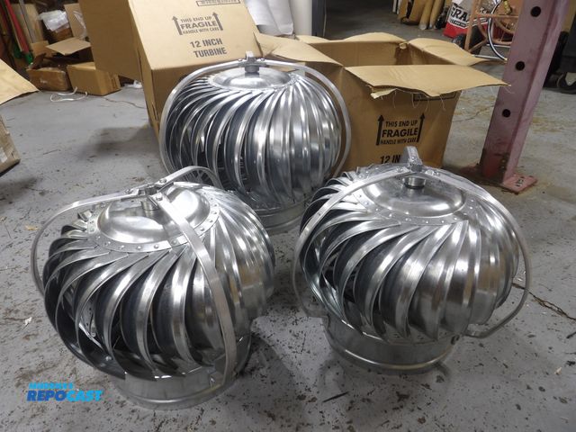 Lot 2-53901 - Lot of (3) Wind-driven turbine exhaust
Ventilators. (2) 19" x17", 631 CFM, (1)
22-3/4" x 19-3/4 700 ...