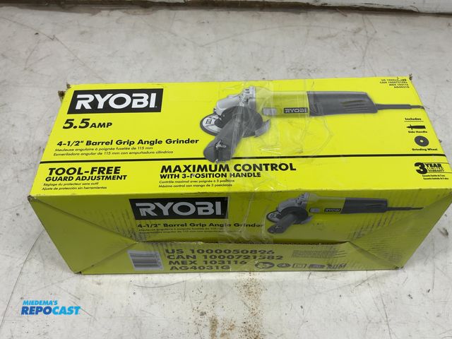 Lot 2-96605 - Ryobi 5.5 Amp Corded 4-1/2 in. Angle Grinder