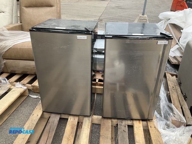 Lot 2-93839 - Lot of (2) Ever Chill 3.3 Cu.Ft. 12VDC Stainless Steel Door/Black Mini Refrigerators, Scratched and ...