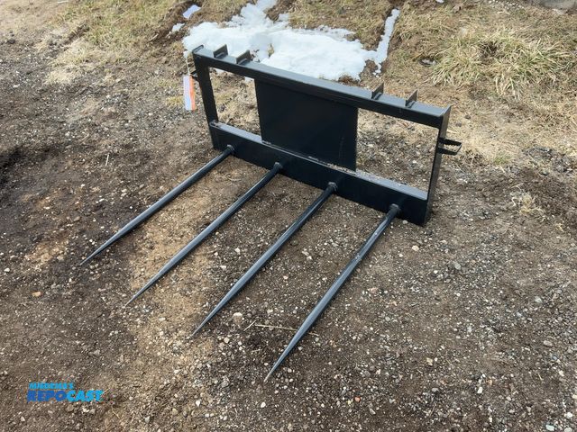 Lot 2-42387 - New JCT Bale Spear Skid Steer Attachment, Universal Quick Attach, Has Four Spears that Stick Out App...
