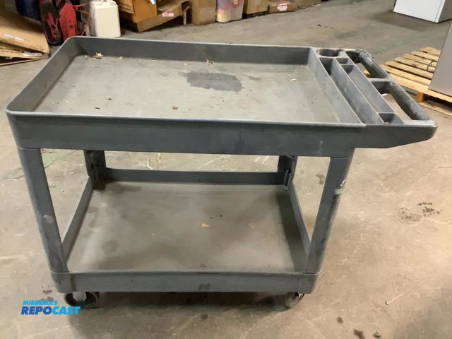 Lot 2-66666 - 1 2-Tier Grey shop Cart, Shows Sign of Wear