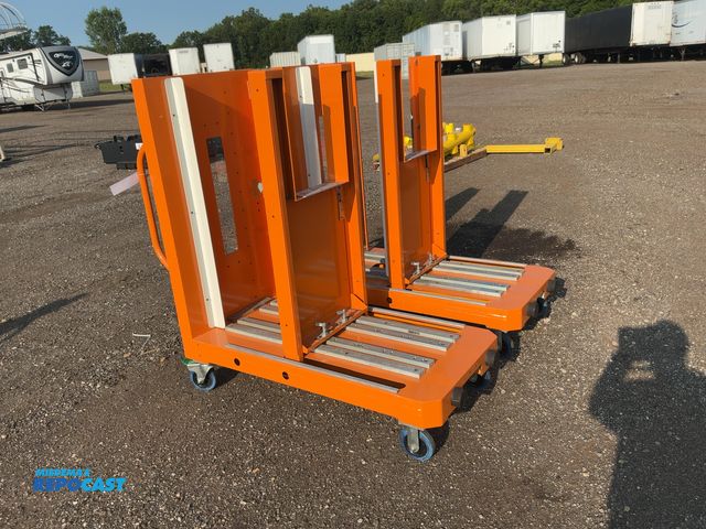 Lot 2-20095 - (2) Metal Specialty Carts on Casters, each has one fixed upright with push handle and other upright ...