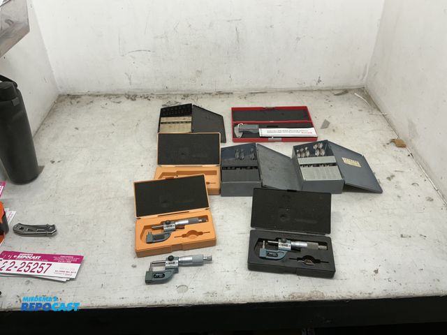Lot 2-25257 - Lot of Various Measurement Equipment and Drill Bits, Digital Caliper within 300mm, (3) Mitutoyo Digi...