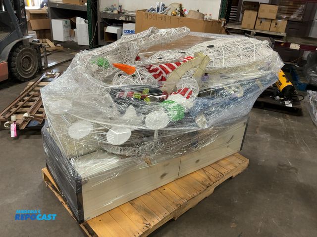 Lot 2-27833 - Skid Lot of Assorted Outdoor Christmas Decorations and Storage Cabinet