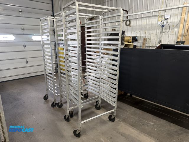 Lot 2-23867 - Lot of (3) 28.5” x 74.5” x 20.5” aluminum bread racks.