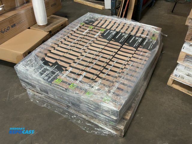 Lot 2-27842 - Skid of (18) Boxes of Weaber Solid Oak Slat Wall, each piece is .25”t x 1.5”w x 36”l