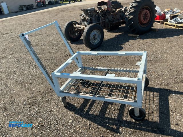 Lot 2-20347 - Metal Cart on Casters with Push Handle and Foot Brake, missing top, 33"x46"x24" tall not including p...