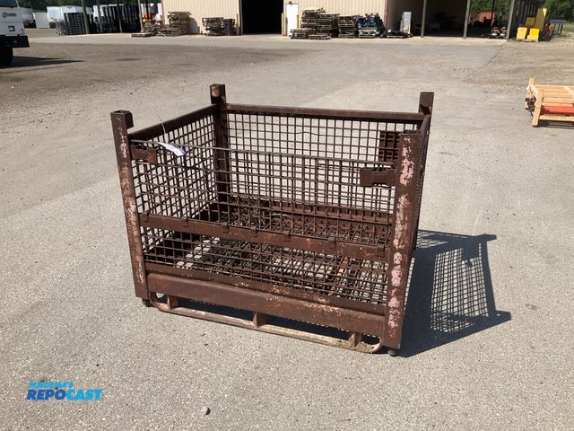 Lot 2-30379 - Metal wire crate with one half-folding side, 51-1/4” x 40-1/2” x 28-3/4” deep, used