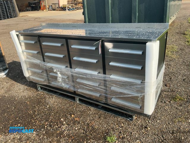 Lot 2-40984 - New Chery Industrial 7' 20-Drawer Steel Workbench, Stainless Steel Top and Drawer Fronts, Full Exten...