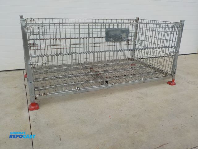Lot 2-30269 - Large industrial steel fold down basket, collapsable. 79" w  x 43" d x 36" h.