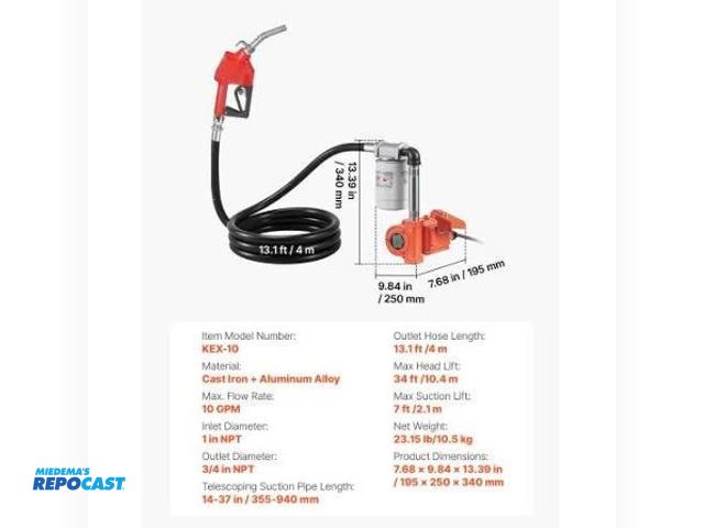 Lot 2-27644 - vevor fuel transfer pump model KEX-10