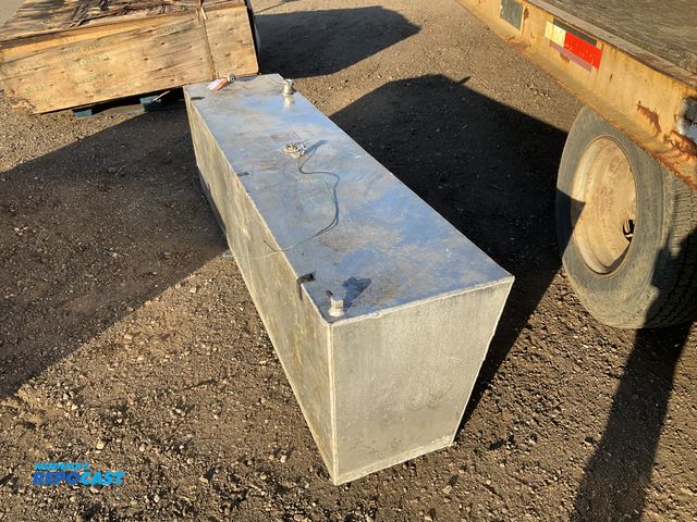 Lot 2-44621 - Buechler and Sons 100 gallon aluminum fuel tank, used, approx 74”L x 17-3/4” x 20”T