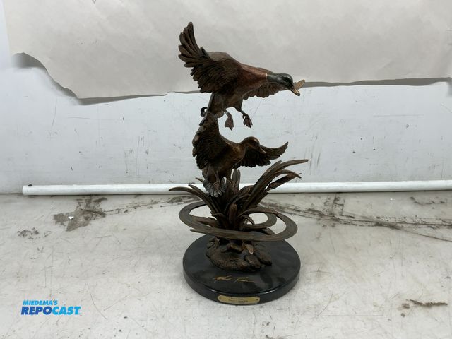 Lot 2-53657 - Marc Pierce “Wind Dance” Bronze Duck Sculpture, two pieces are cracked off(DOBSON)