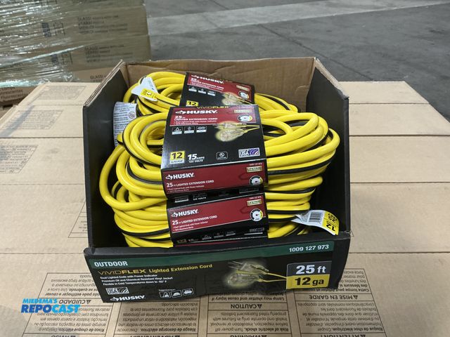 Lot 2-23864 - (8) New Husky 25’ Lighted Extension Cords, 12 Gauge, 15 Amps, 125 Volts, 1009 127 973