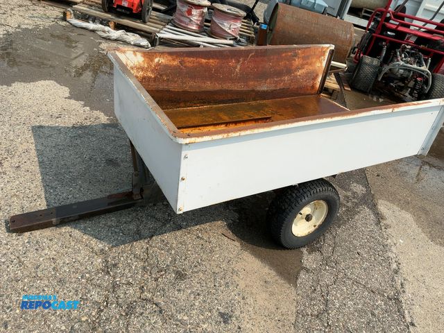 Lot 2-11182 - Single axel lawn trailer with removable back, rusted inside and wheels