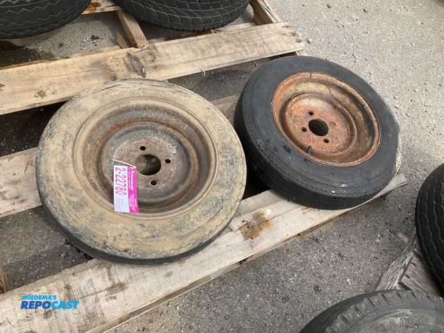 Lot 2-22780 - (2) 4.80-12 tires on steel 4-bolt wheels, used