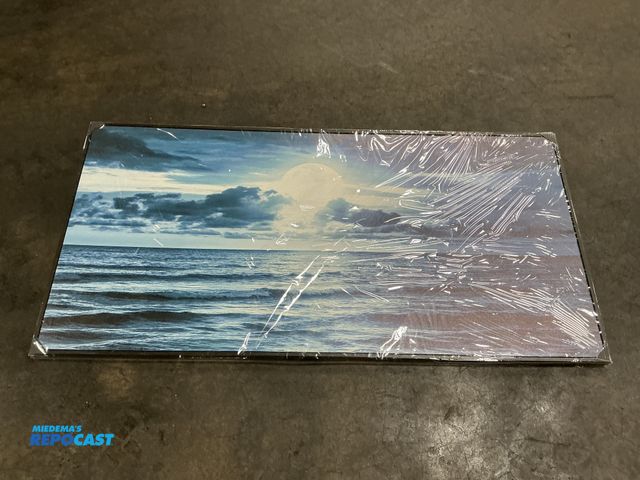 Lot 2-93814 - 58”x29”x1” black wooden framed decorative picture