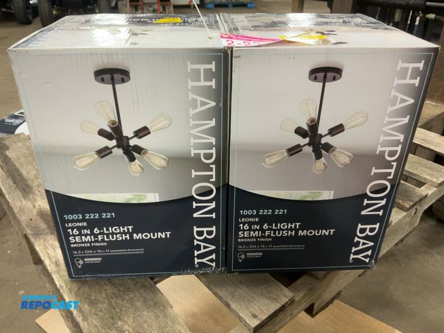 Lot 2-23304 - (2) Hampton Bay Leonie 16” 6-Light Semi-Flush Mount Light Fixtures, Bronze Finish, 1003 222 221