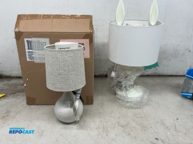 Lot 2-65669 - Lot of (5) small lamps including (4) threshold 12” table lamps and (1) pillow fort 20” bunny lamp
