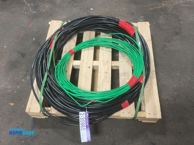 Lot 2-30965 - Lot of assorted used industrial wire, includes Superslick Elite 1/0 AWG and  Green 6 AWG, on a 32"x3...
