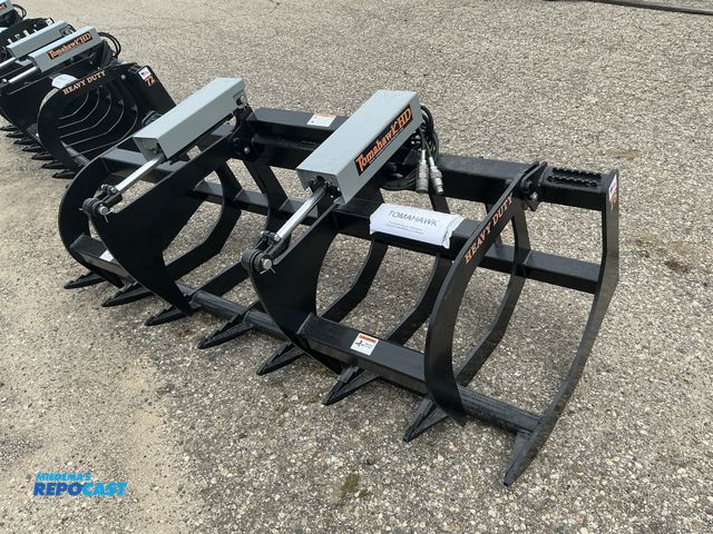 Product 2-3023 - New Tomahawk 78" Grapple Skid Steer Attachment, Universal Quick Attach, Two Hydraulic Grapple Arms, ...