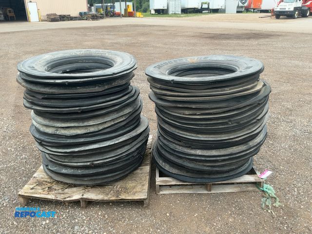 Lot 2-21229 - (2) Skids of Tire Rings for Silage Piles/Etc. approx. (46) total, cut from semi tires