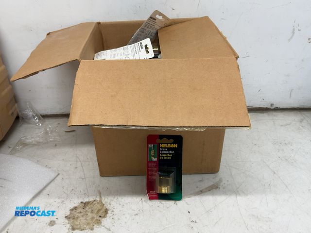 Lot 2-96951 - New box of Nelson Brass Connectors - connects 3/4" garden hose to 3/4" male pipe (80 total connector...