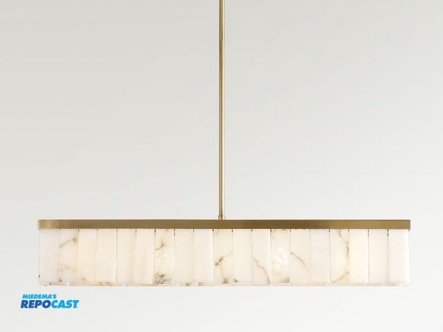 Lot 2-92112 - DARYEWO ceiling light AM-0216-12H-NA linear chandelier with marble hanging pcs