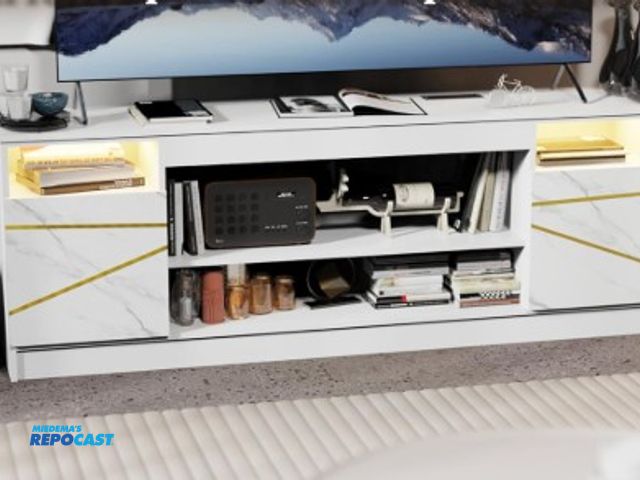 Lot 2-65808 - Skyjoy White Wood Other Tv stands, brand new