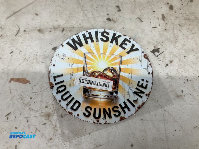 Lot 2-19666 - Whiskey liquid sunshine metal circular sign