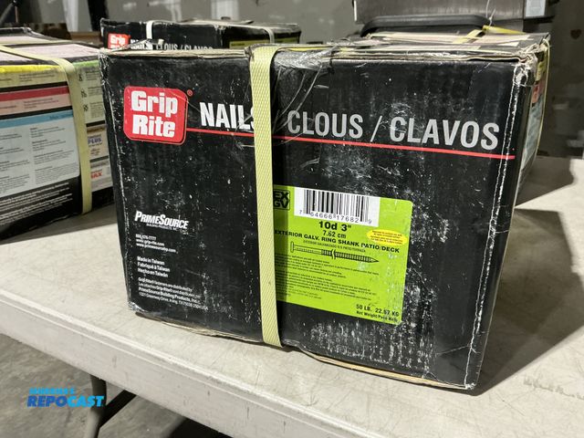Lot 2-39442 - New Grip Rite 10D 3” exterior galvanized, ring shank patio/deck nails 50lb