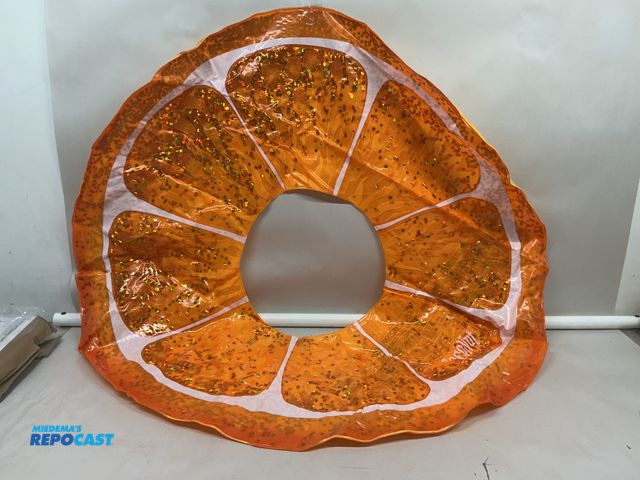 Lot 2-39983 - Coconut outdoor Tangerine orange glitter inflatable tube, quick fill inflate valve 42” width