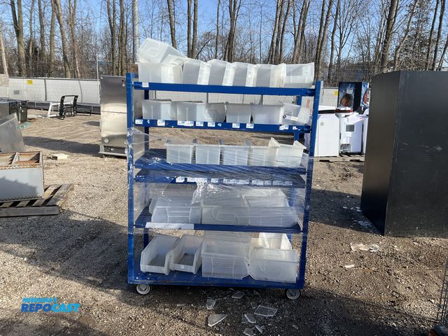 Lot 2-73034 - Lot of (1) Wheelable Cart with Plastic Totes 66”x51”x23 1/2”