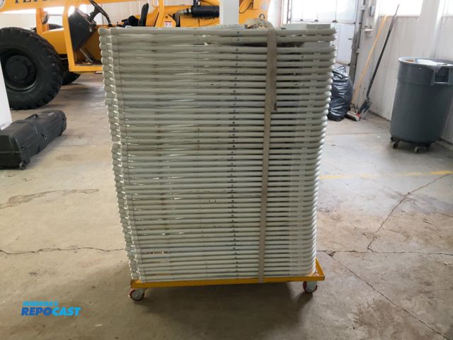 Lot 2-60757 - 45 Metal Folding Chairs W/ metal rolling rack