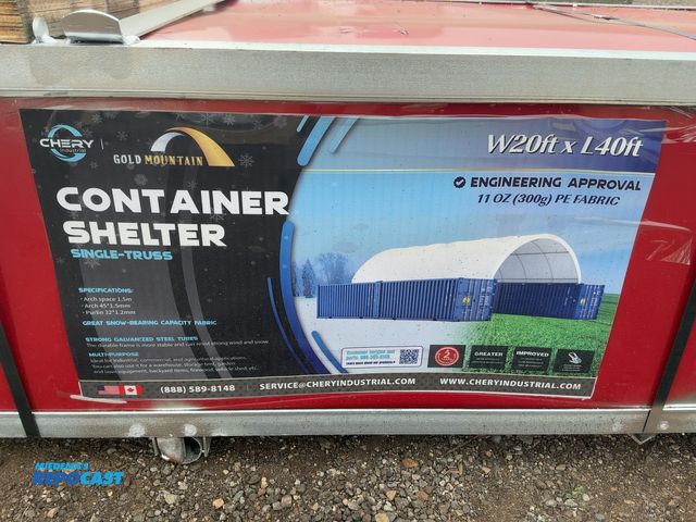 Lot 2-21143 - New Chery Industrial Gold Mountain 20’ Wide x 40’ Long Container Shelter, Single-Truss, 11 oz. PE Fa...