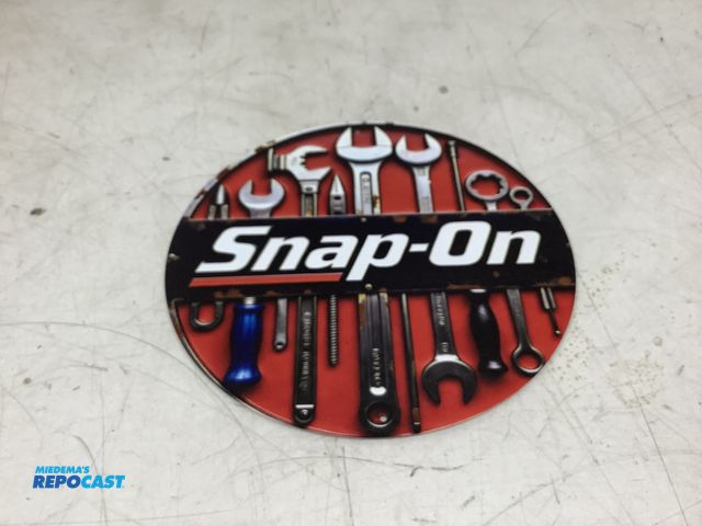 Lot 2-76346 - Snap-on circular metal tin sign approx. 8”