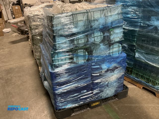 Lot 2-67193 - Large Skid lot of assorted dishware including: various glass white and gold plates and Glass Cups